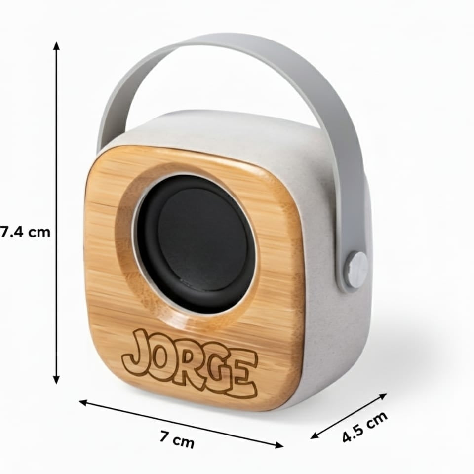 Altavoz Bluetooth Portátil de Bambú Personalizado | Regalo Original