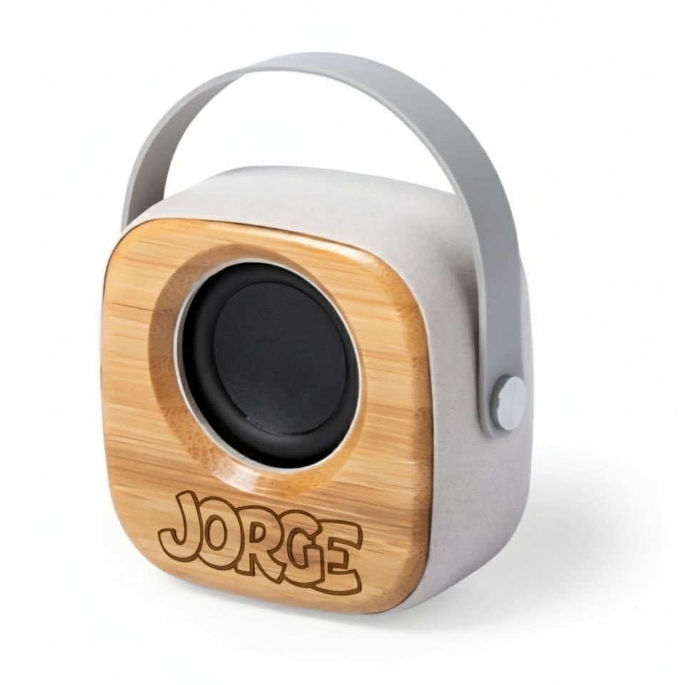 Altavoz Bluetooth Portátil de Bambú Personalizado | Regalo Original
