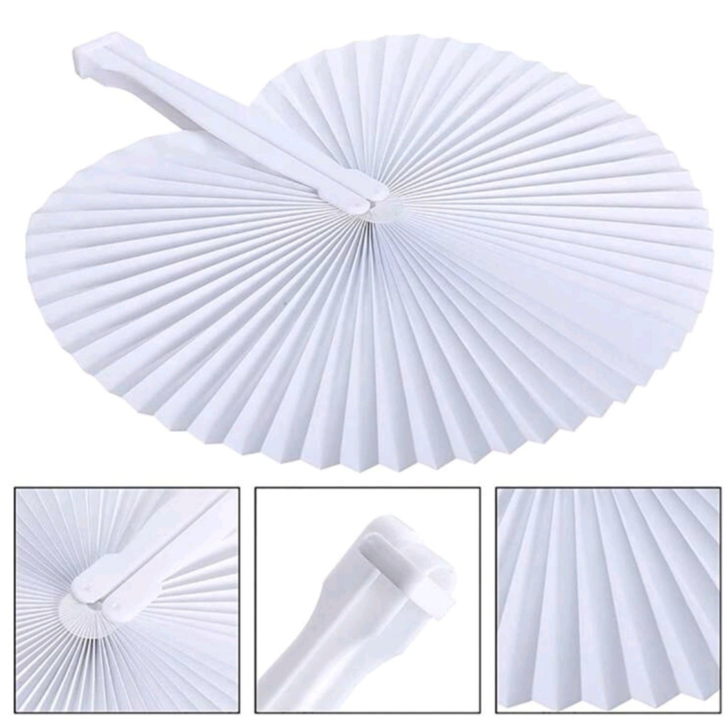 Pai pai BLANCO (1 unidad) Abanico Pai Pai de Papel. Plegable. Detalles Regalos para Invitados de Bodas Fiestas o Ceremonias Blanco.