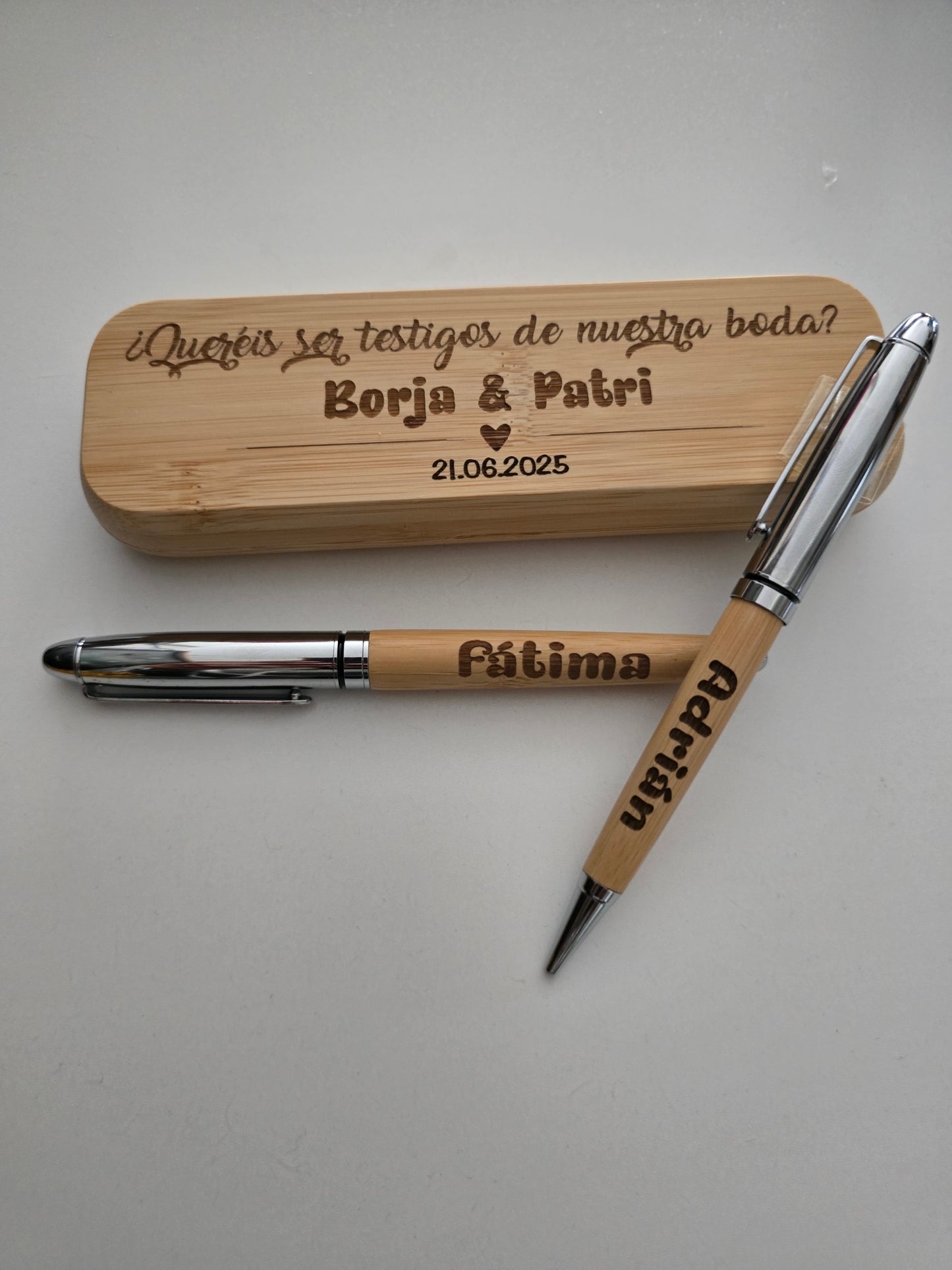Personalized pens (2 pens in a box) with bamboo box