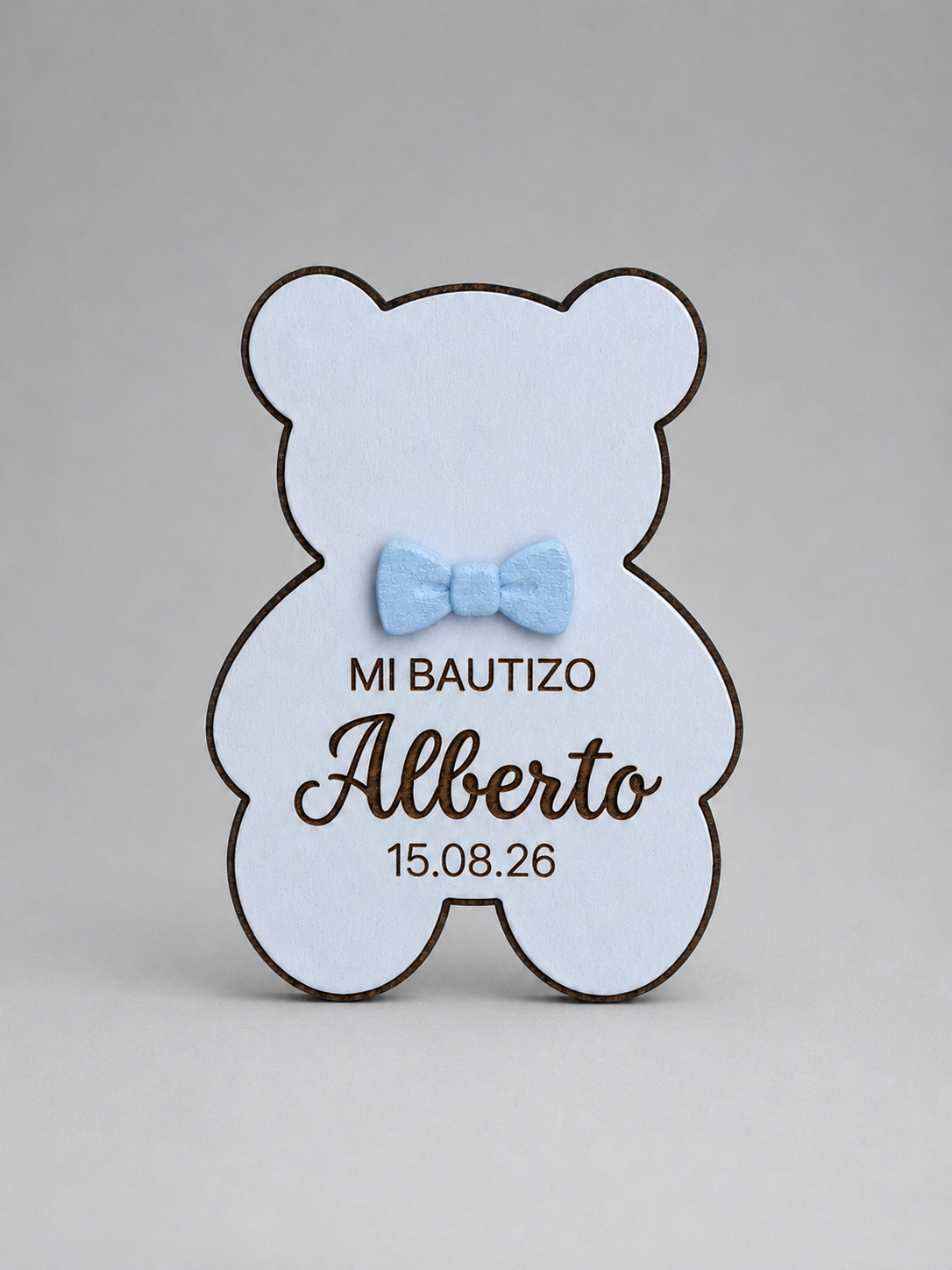 Imán de Nevera Osito de Madera Personalizado – Detalle Bautizo