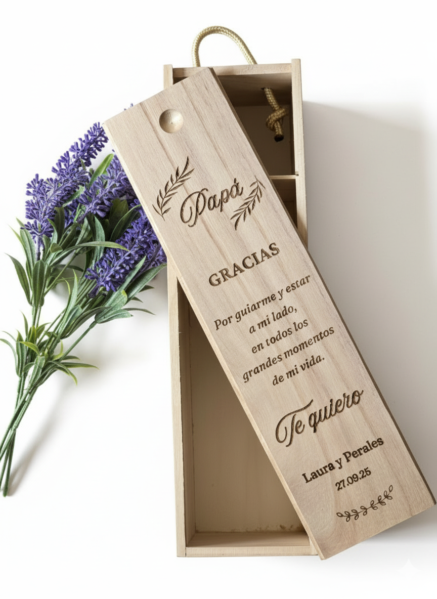 Caja de Madera Personalizada para Vino Papá