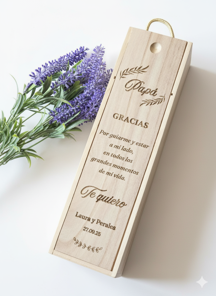 Caja de Madera Personalizada para Vino Papá
