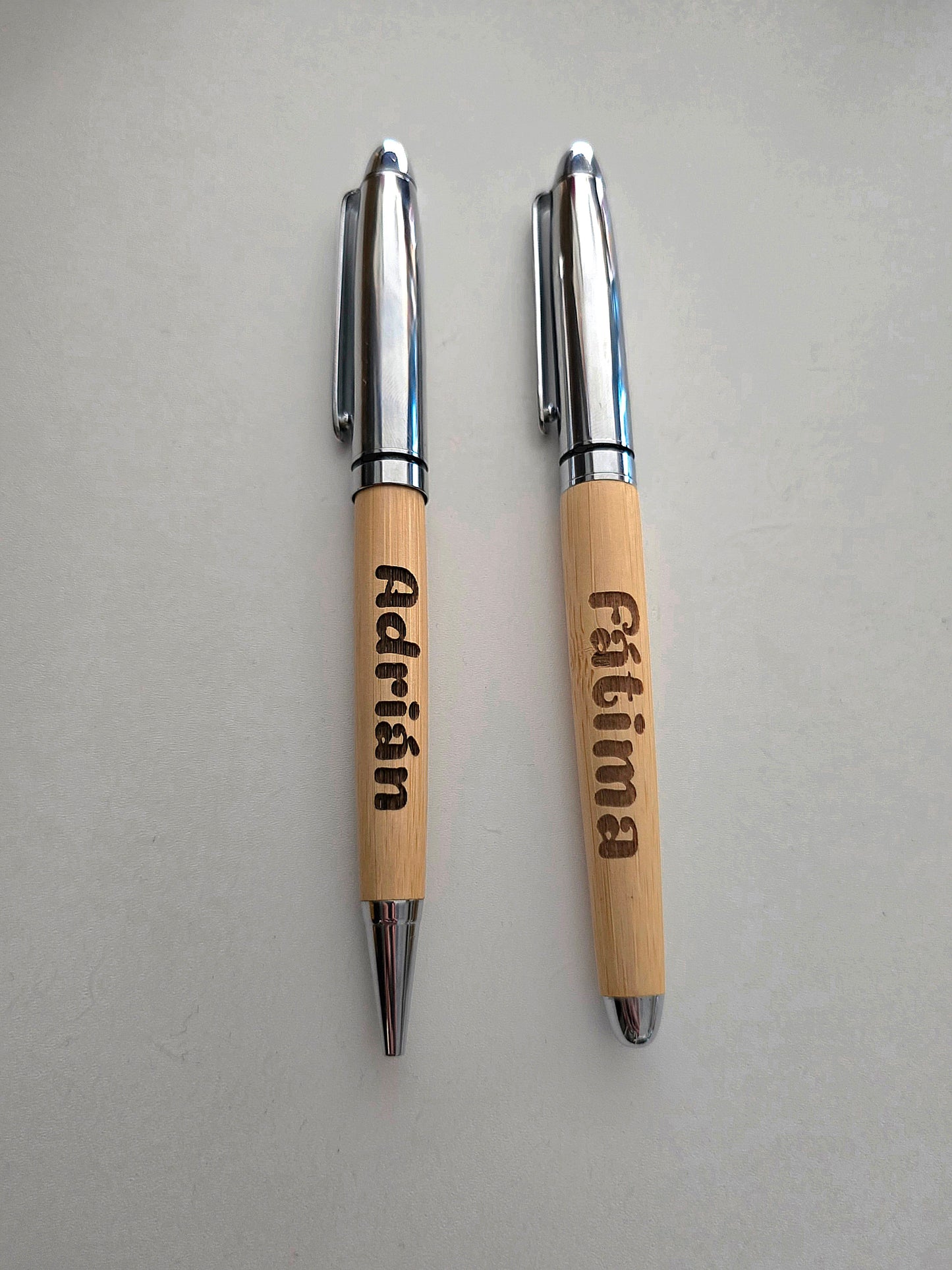 Personalized pens (2 pens in a box) with bamboo box