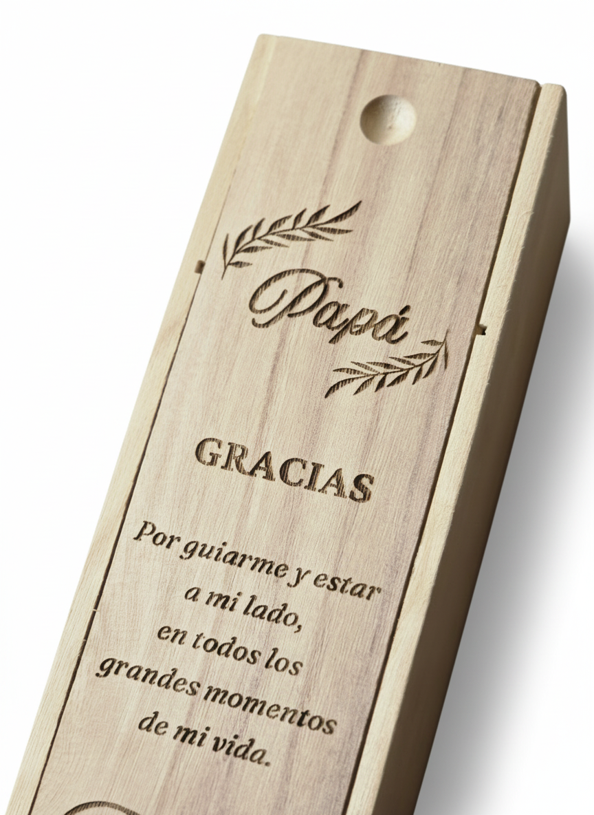 Caja de Madera Personalizada para Vino Papá