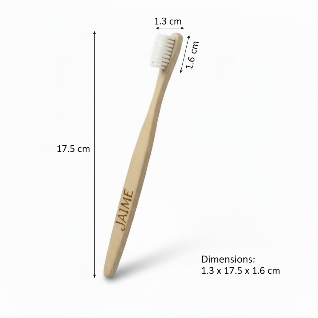 Cepillo de Dientes Bambú Personalizado con Nombre/Logo Grabado Láser - Ecológico y Biodegradable para Adultos y Niños - Regalo Único y Sostenible