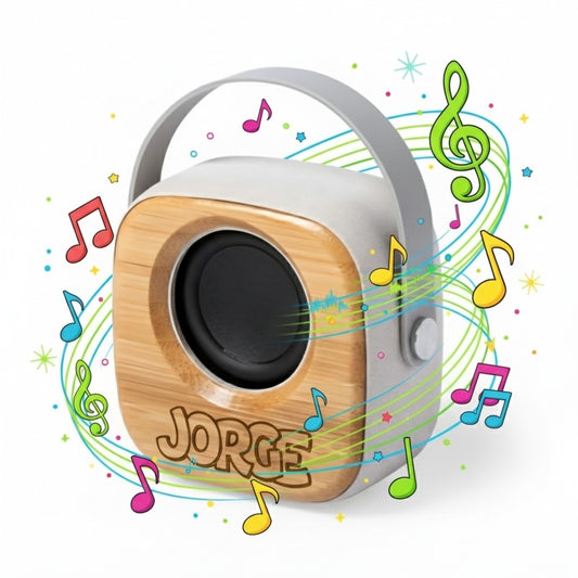 Altavoz Bluetooth Portátil de Bambú Personalizado | Regalo Original