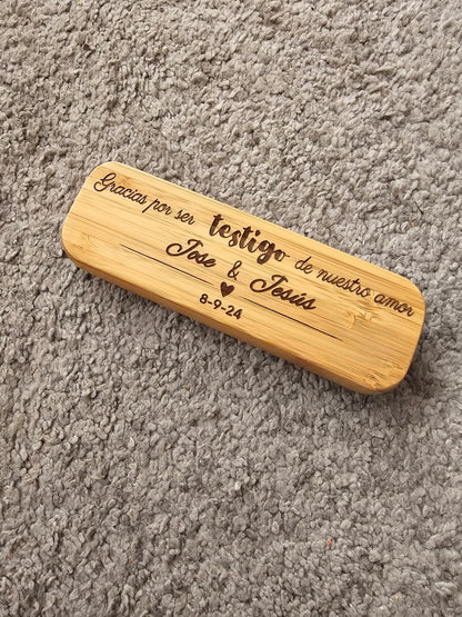 Bolígrafo personalizado con caja de bambú