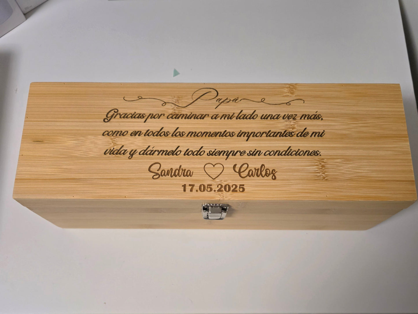 Personalized bamboo wine box with accessories