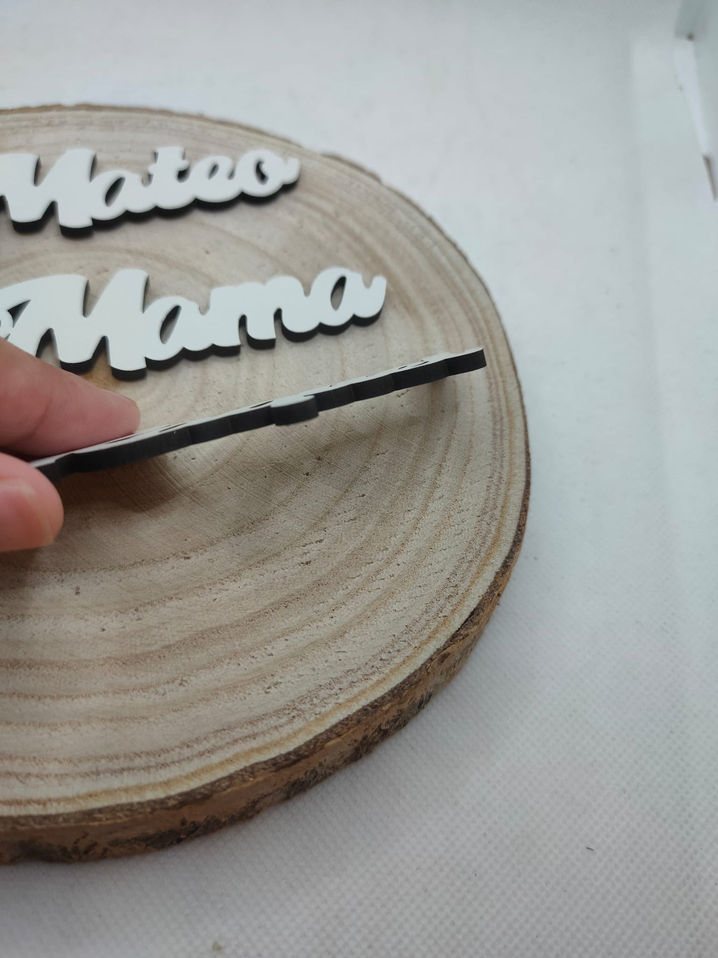 Personalized WHITE wooden keychain