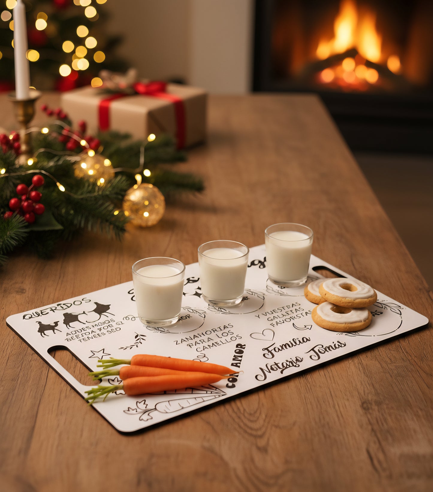 Bandeja REVERSIBLE de Navidad para Papá Noel y Reyes Magos