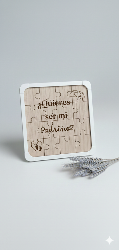 ¿Quieres ser mi Padrino?Puzzle de Madera grabado