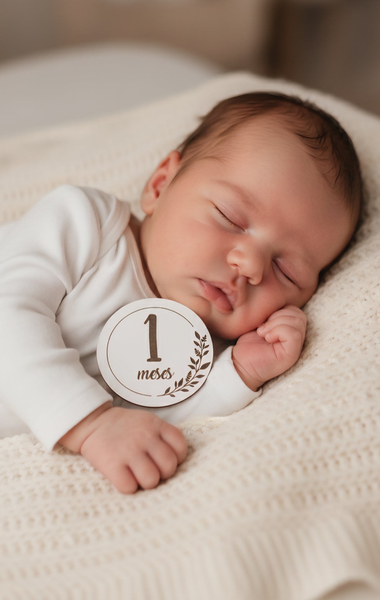 Placas de Cumple Mes Personalizadas en Madera Blanca - Pack Primer Año Bebé