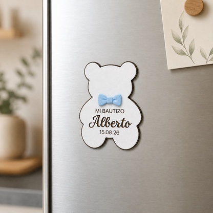 Imán de Nevera Osito de Madera Personalizado – Detalle Bautizo