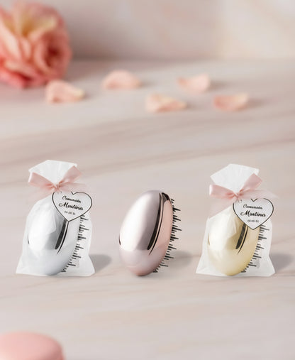 Cepillo Antienredos Metalizado Personalizado | Regalo Invitados Comunión Boda Bautizo