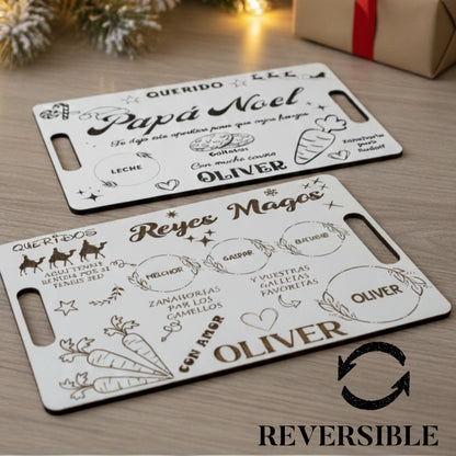 Bandeja REVERSIBLE de Navidad para Papá Noel y Reyes Magos