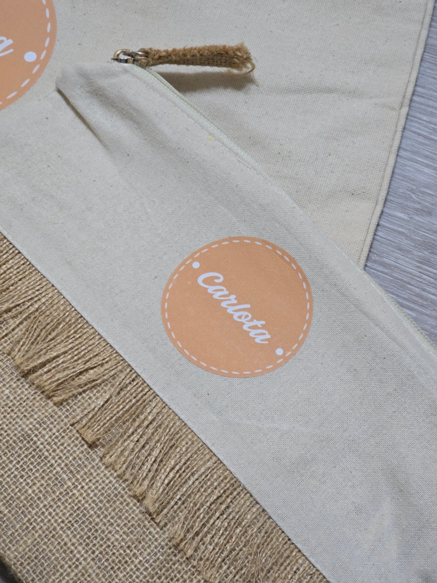 Set Bolso y Neceser Personalizado de Algodón y Yute