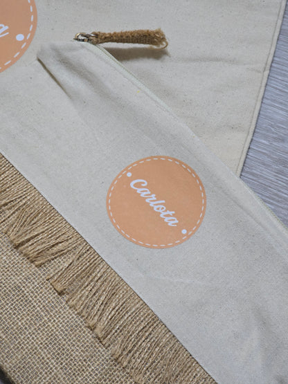 Set Bolso y Neceser Personalizado de Algodón y Yute