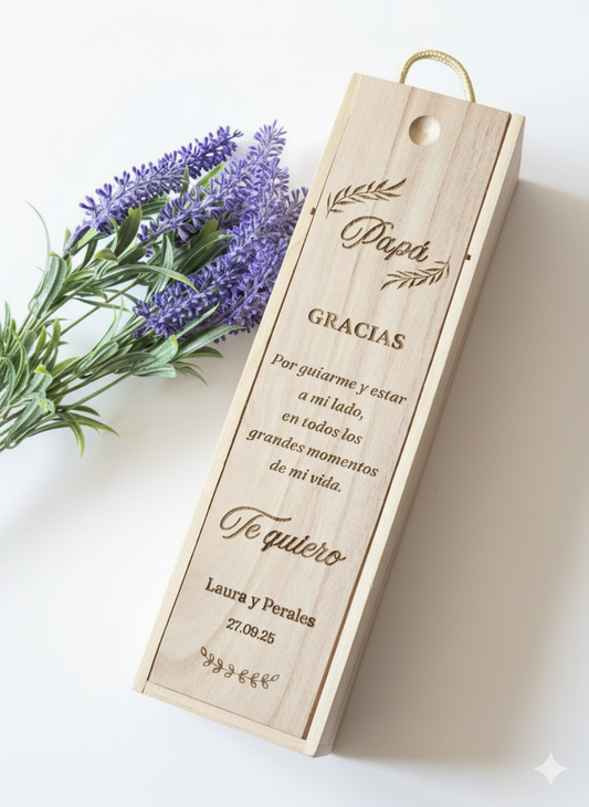 Caja de Madera Personalizada para Vino Papá